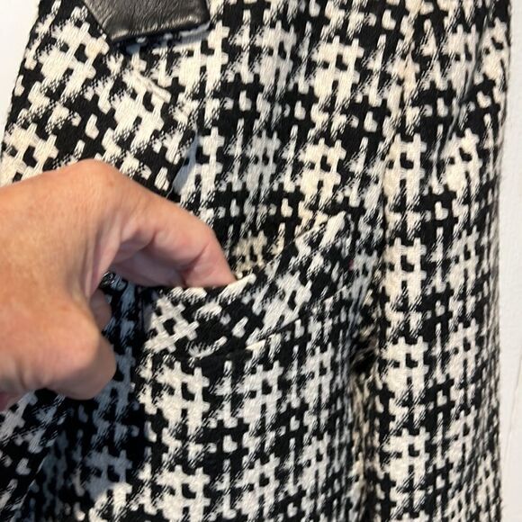 Sterling Stall Sport‎ Wool Blend Leather Collar Black/White Blazer Size 14P - Picture 4 of 16